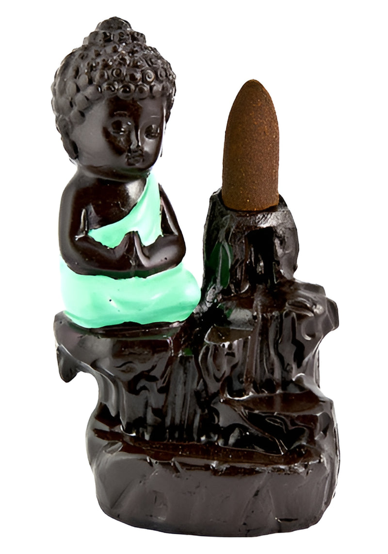 Buddha in Blue Backflow Incense Burner - 5"H