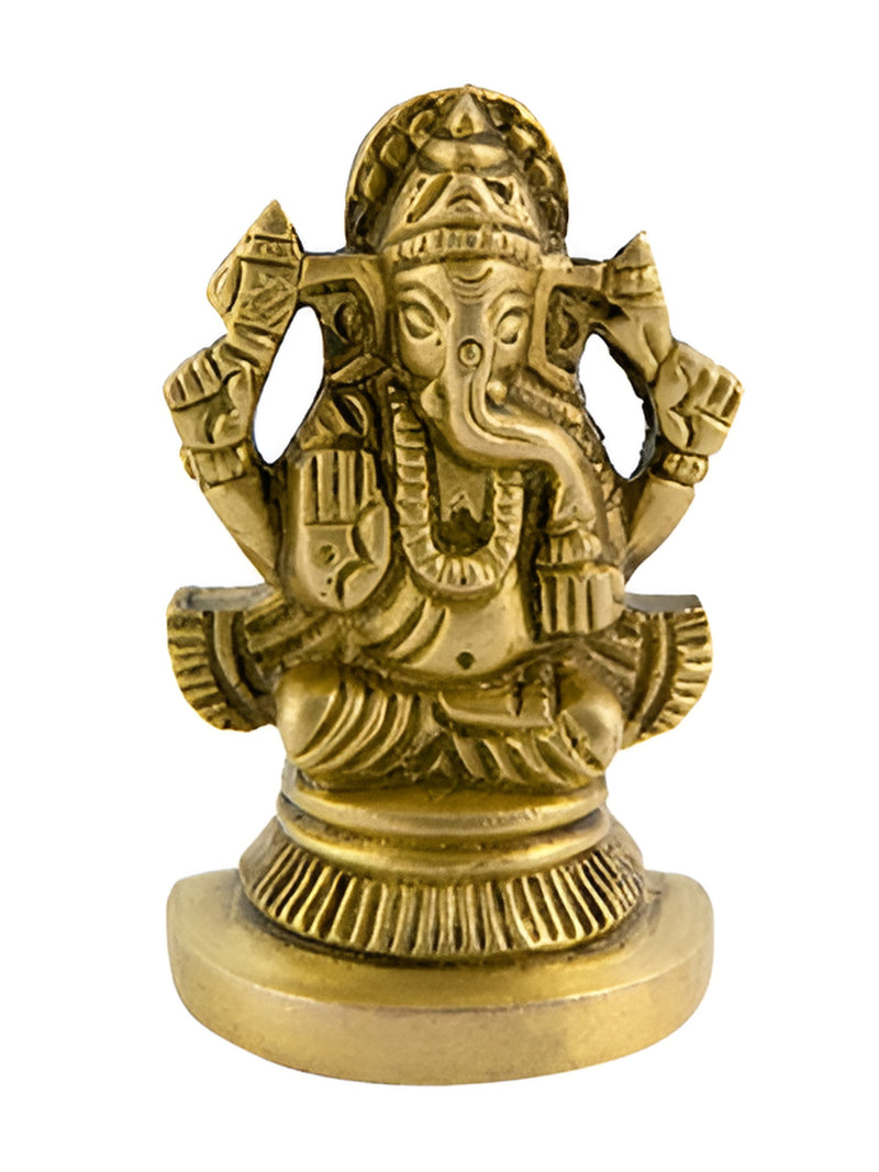 Estatua de latón de Lord Ganesh - 2"H, 1.25"W