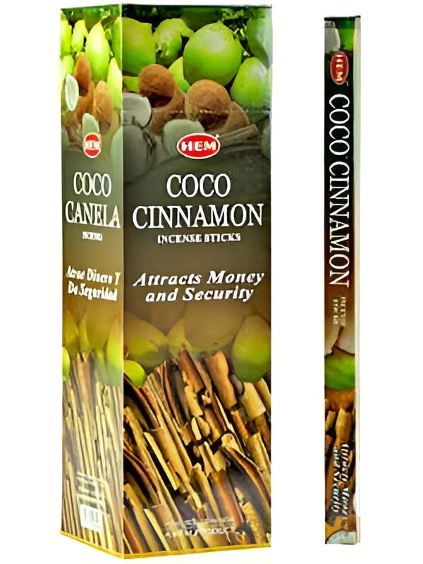 Hem Coco Cinnamon Incense - 20 Sticks Pack (6 Packs Por Box)
