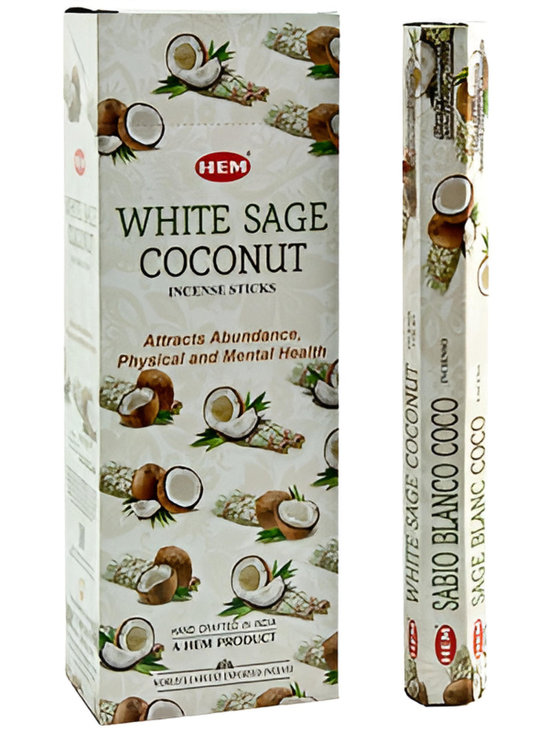 Hem White Sage Coconut Incense - 20 Sticks Pack (6 Packs Per Box)