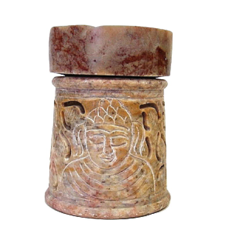 Soap Stone Aroma Lamp Buddha Carved 3.5"
