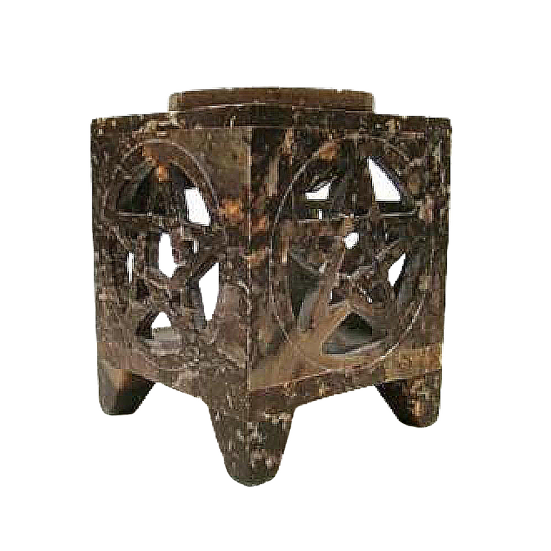 Soap Stone Lamp -  Aroma Lamp Pentacle Carved Square